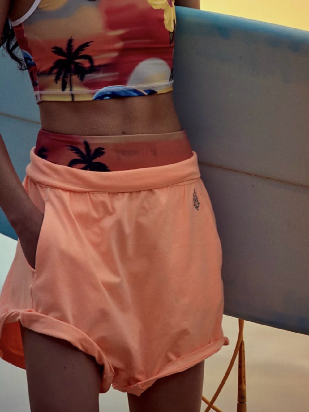 Free People Movement Hot Shot Harem Shorts in Neon Coral